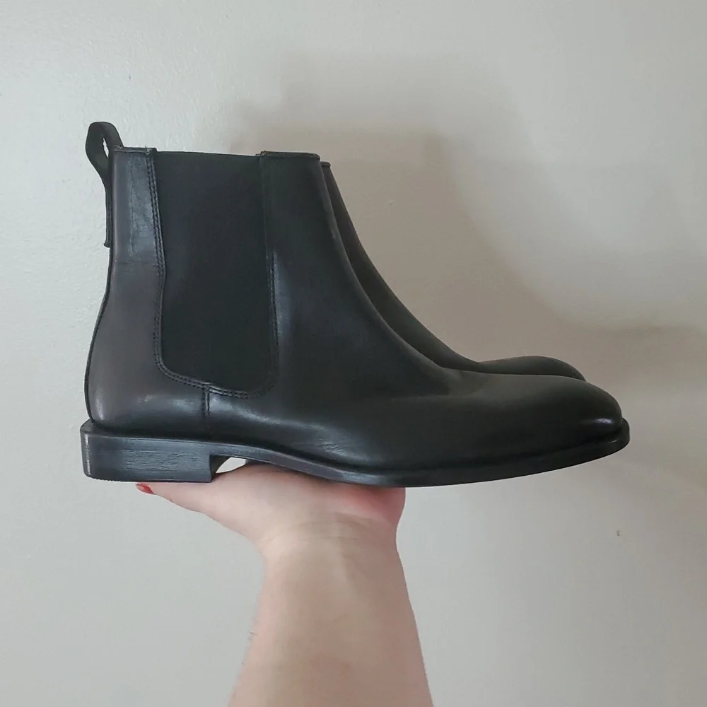 Womens Zara Leather Ankle Boots Size 39 Soft Smooth Leather Chelsea Boots - Picture 4 of 10